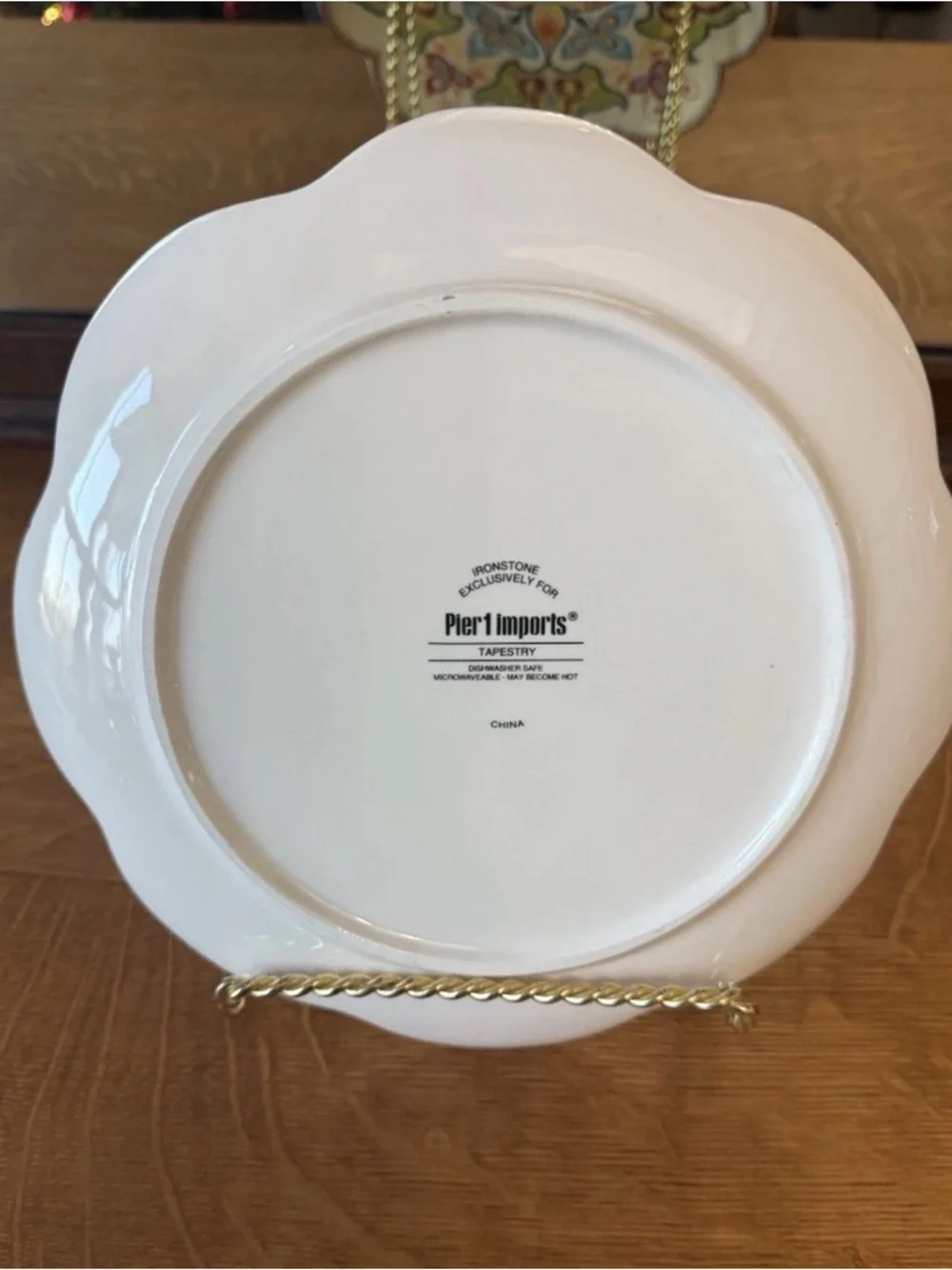 VTG Pier 1 Scalloped Edge Ironstone Decorative Plate Tapestry